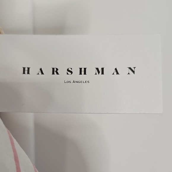 HARSHMAN White and Pink High Low Shirt Dress with Collar - Picture 2 of 9